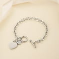 thumbnail image 5 of HZMAN Stainless Steel Zircon Love Heart Bracelet for Women Romantic Gift Toggle Clasp Link Bracelets (Silver), 5 of 7
