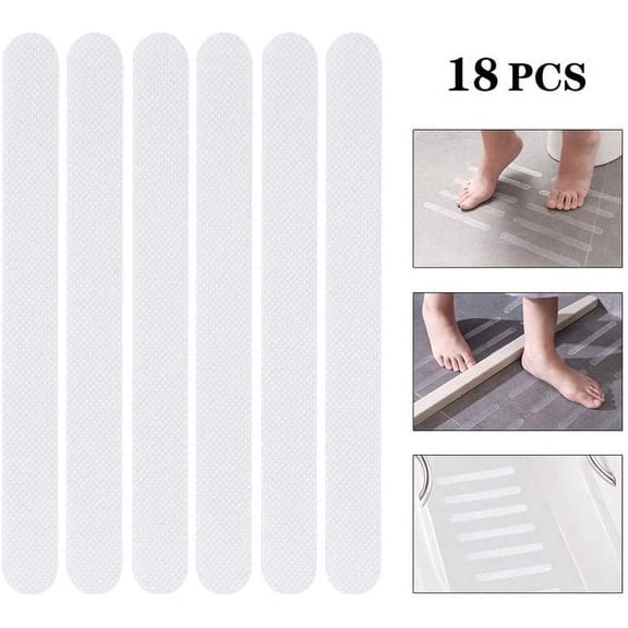 KEINXS 18 PCS Anti Slip Safety Bathtub Stickers Non-Slip Shower Strips Treads to Prevent Slippery Surfaces Clear PEVA Grip Tape