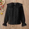 thumbnail image 3 of Long Sleeve Shirts for Women Jirai Kei Cutecore Clothes Kawaii Clothing Bow Center Ruffle Trim Sailor Collar Blouse, 3 of 5
