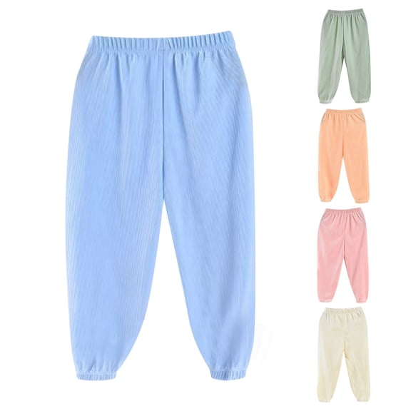 Ahuyic Solid Color Girls Full Length Pants Jogger Style Loose Fit Kids