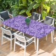 thumbnail image 2 of Vintage Purple Table Cloths for 6 Foot Rectangle Tables, Retro Botanical Abstract Art Patio Waterproof Elastic Fitted Tablecloths, Washable Rectangular Table Cover for Camping, 2 of 8