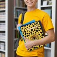 thumbnail image 6 of HELLHERO Zipper Pouch Polyester Fabric Reusable Protector Wrap Bag with Lightweight Zipper Bag Book Carrying Case, 11.42 x 8.66 Inch, Yellow Leopard Sunflower Butterfly, 6 of 8