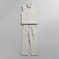 thumbnail image 5 of Bpyeka Men's Linen-Look Sleeveless Two-Piece Matching Set, Button Down Collar Shirt & Drawstring Waist Pants, Breathable Casual Outfit, S-3XL, 5 of 5