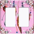 thumbnail image 6 of Metal Light Switch Plate Cover Beaded Feather Flower Strings Pink DRM012, 6 of 13