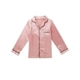 thumbnail image 5 of Aislor Kids Girls Boys Sleepwear Suit Silk Lapel Long Sleeve Pocket Button Top with Pants, 5 of 7