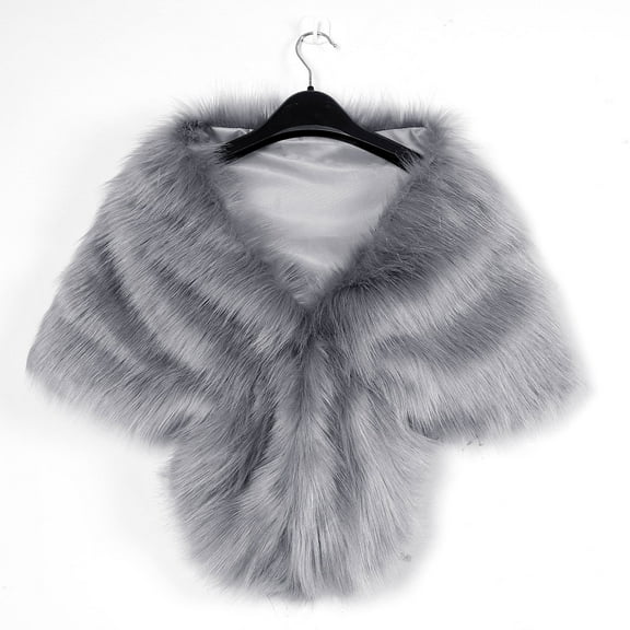 Faux Fur Shawl Wrap Stole Shrug Winter Bridal Wedding Cover Up