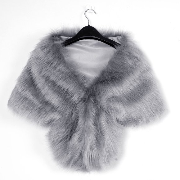 Aqestyerly Bridal Faux Fur Wrap Long Shawl Scarf Stole Fashion Elegant Wedding Accessories Warm Women's Outerwear for Bride Party HWRETIE