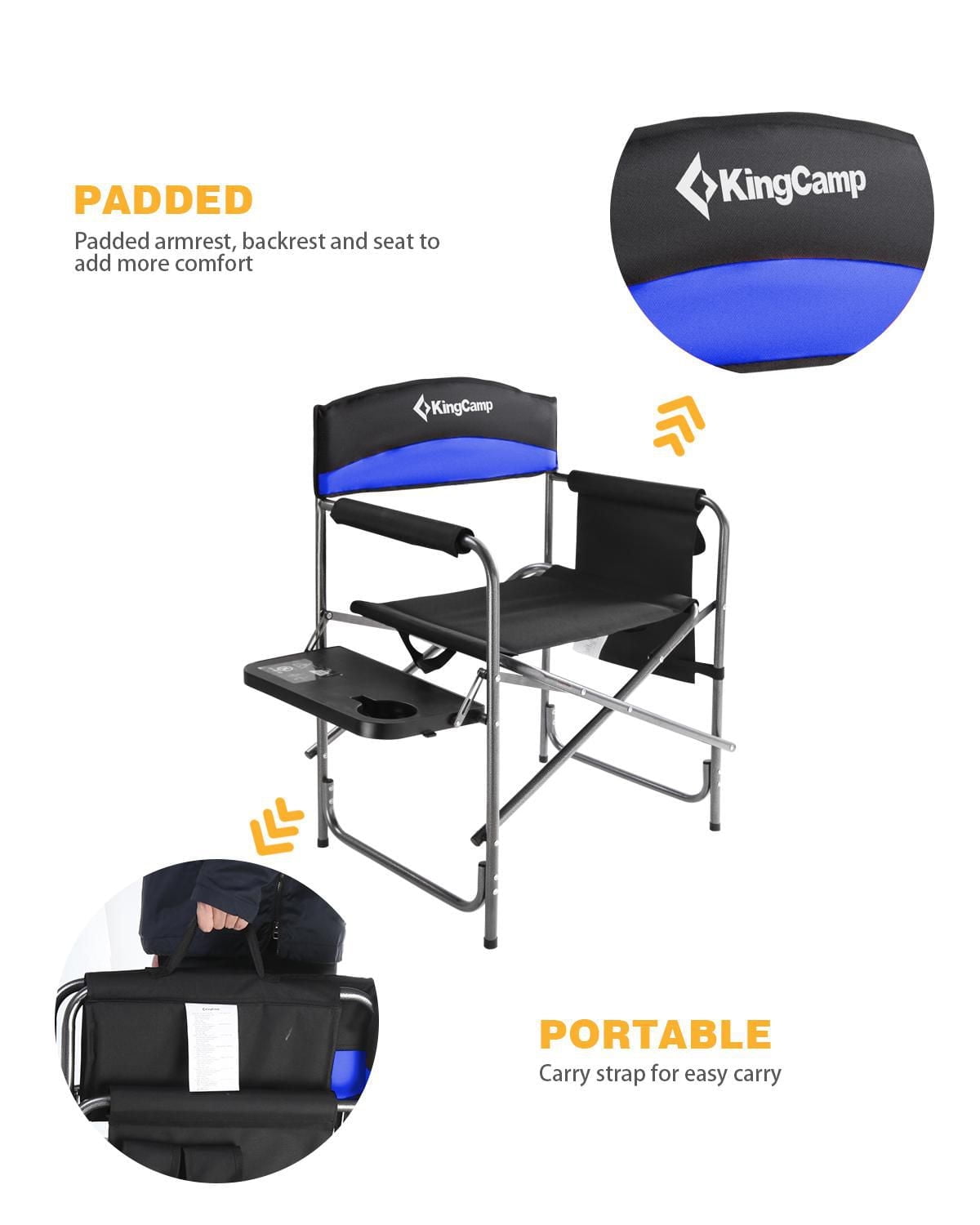 KingCamp Heavy Duty Director Camping Chair - Blue