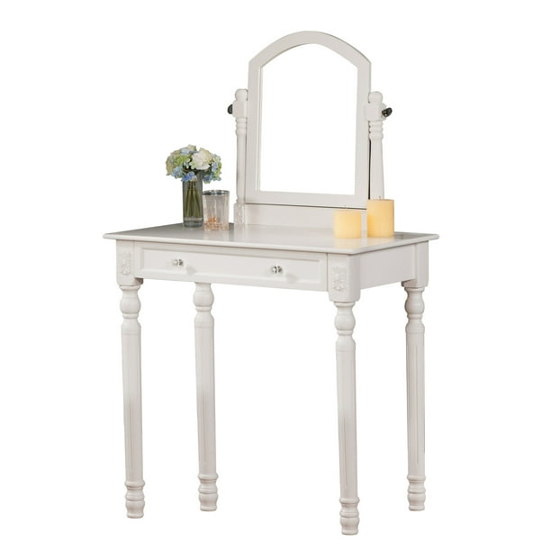 Perth Vanity Makeup Dressing Table With 22 Mirror Drawer White