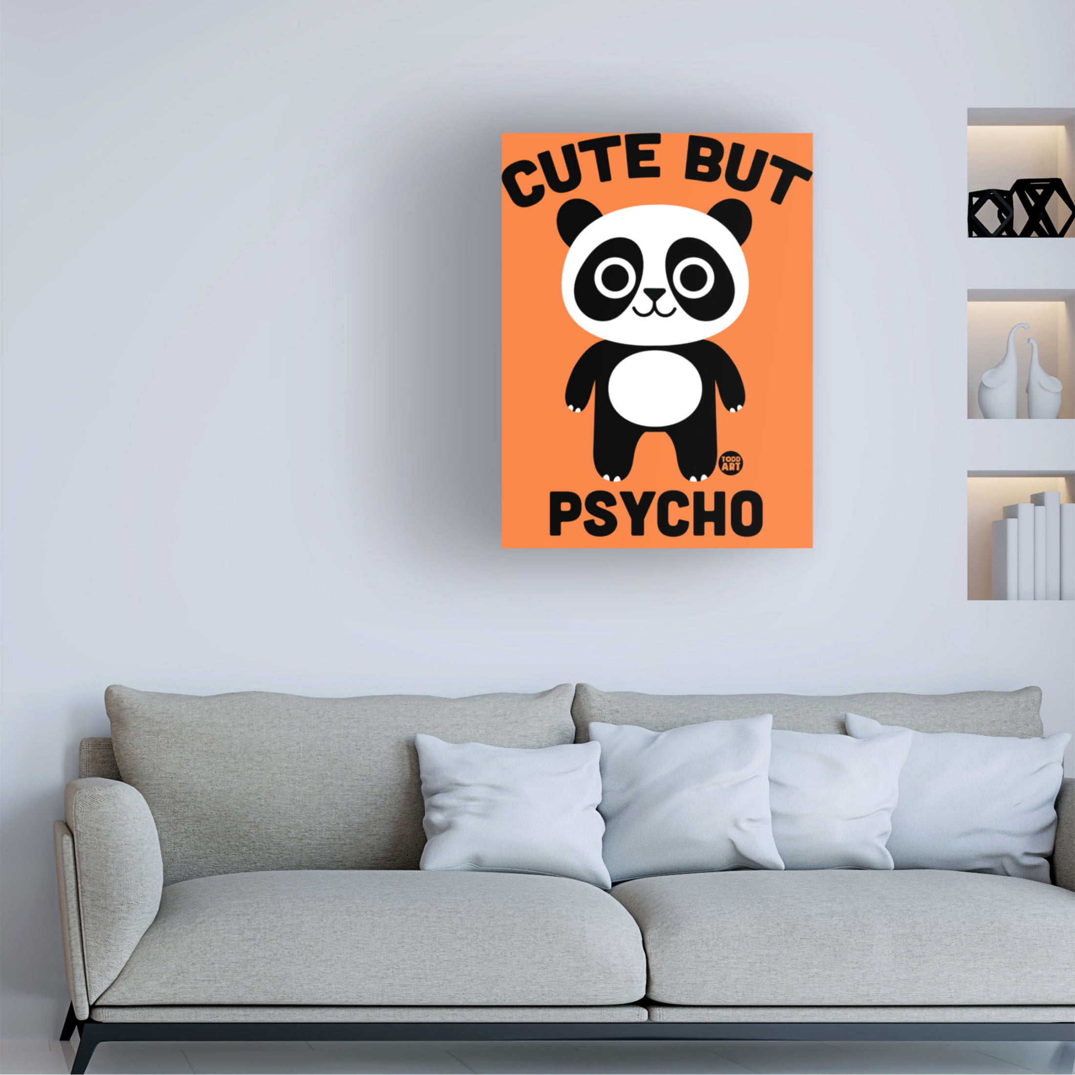 Canvas Wall Art - toddart 'Cute But Psycho Panda' Wall Art for Living Room, Bedroom, or Office Décor by Trademark Fine Art - 35 x 47 Inches