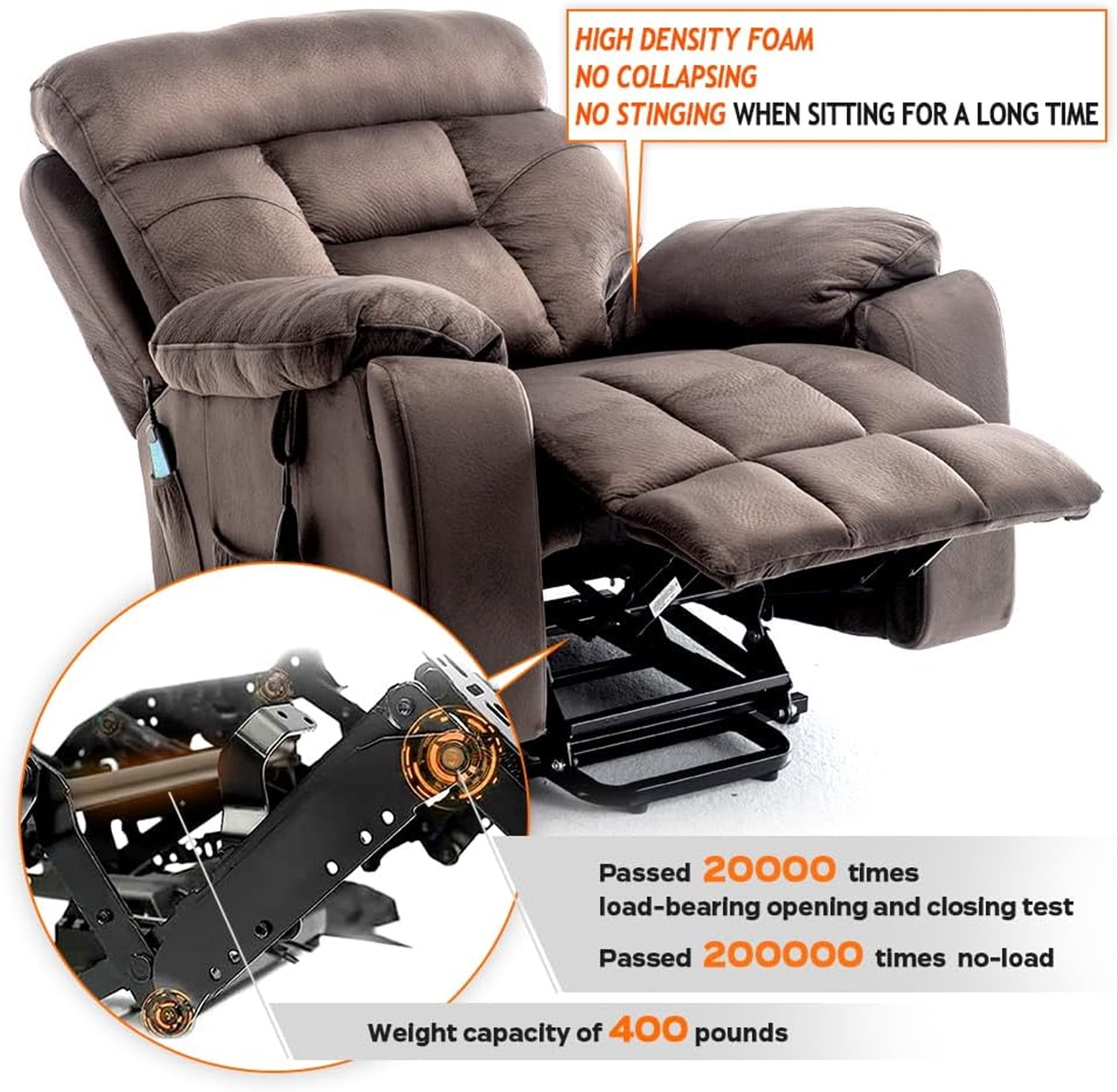 LITVZ 26in Extra Wide Recliner for Big Man 400lbs, Oversized Power Lift Chair with Heat and Massage for Elderly