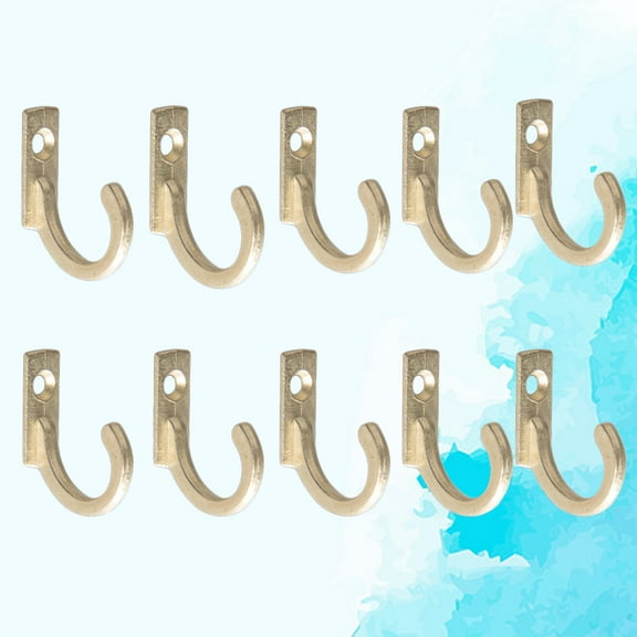 OUNONA Golden Zinc Alloy Single Prong Retro Wall Mounted Hook for Home Use Coats Hats Towels Keys 10PCS
