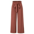 thumbnail image 4 of TEAJOPSUU Girls Wide Leg Pants Casual High Elastic Waist Palazzo Pants Loose Cotton Linen Long Trousers 4-14 Years B-Pink, 4 of 8