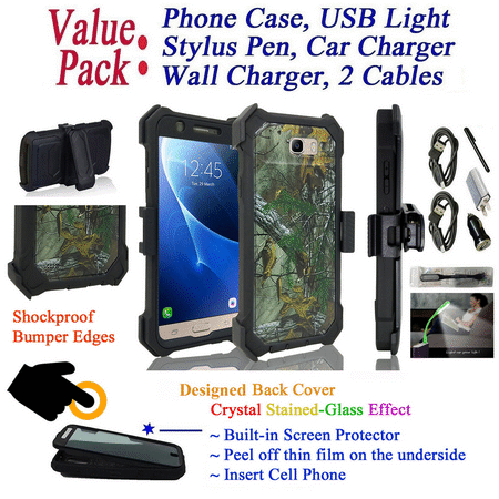 Htc One Phone Cases For Men Camo Value Pack + for Samsung J7 2017 Sky Pro PERX J7 V case Crystal Holster Clip Phone Case 360° Armor Screen Cover Protector Shock Bumper Camo ()