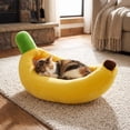 thumbnail image 6 of Cute Banana Shaped Dog Cat Bed, Soft Plush Pet Mattress with Raised Sides, Funny Pet Bed for Small Medium Pets Indoor Use, 6 of 6