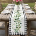 thumbnail image 4 of Green Eucalyptus Leaves Table Runner - 108 Inch Long Modern Art Farmhouse Plaid Cotton and Linen Blended Dress Scarves Farmhouse Table Runner for Kitchen Dining, Coffee Table, 13" x 108", 4 of 8