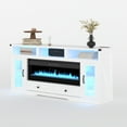 thumbnail image 5 of HARBOURSIDE Fireplace TV Stand up to 80" TVs, 42" Electric Fireplace TV Console, LED Lights and Glass Door Entertainment Center with Remote Control, White, 5 of 8