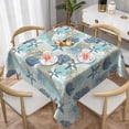 thumbnail image 1 of Nautical Coastal Tablecloth Square 54 Inch Summer Beach Starfish Coral Seashell Table Cloths Table Cover Waterproof and Wipeable Polyester Tabletop for Dining Kitchen Picnic Party Decor, 1 of 6