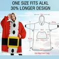 thumbnail image 4 of Oversized Wearable Blanket Hoodie,Red Christmas Santa Costume Pattern Sherpa Blanket Hoodie with Super Pockets,Super Warm Fuzzy Pullover for Women & Men, 4 of 6