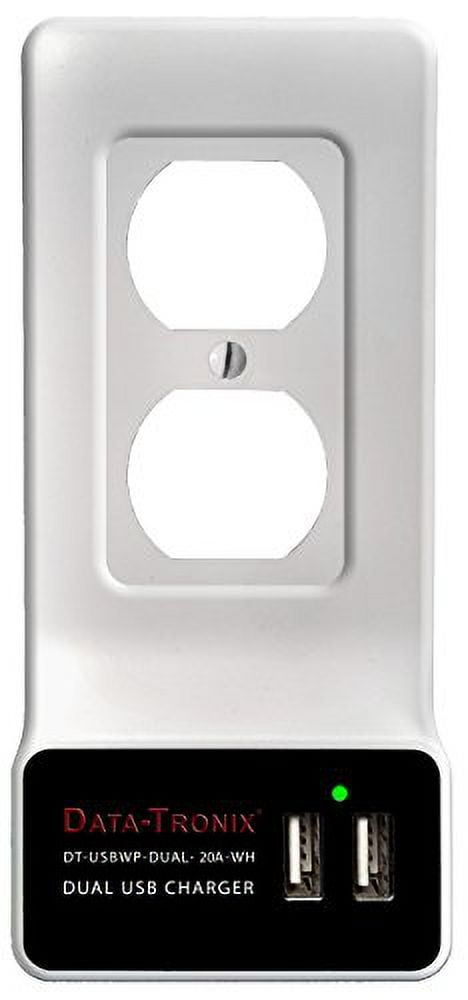 Data-Tronix USB Charging Wall Plate For AC Outlets (DT-USBWP-DUAL-20A-WH)