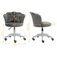 thumbnail image 5 of XINMICS Velvet Vanity Chair with Cushion, Swivel Home Office Desk Chair, Gray, 5 of 7