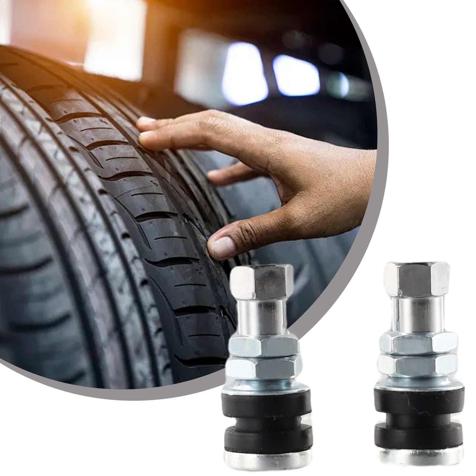 2 PCS Car Tire Valve Short Stems Tire Metal Tubeless Clamp Car Bolt Wheel Tire Valve Stems Dust Cap Auto Replacement Parts