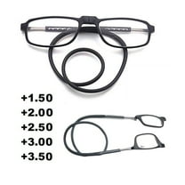 2 Pairs Reading Glasses Hanging Folding Magnetic Front Click Connect Neck Readers Lightweight Eyeglasses for Men and Women 2.0,2,Black,Adult,Square,-2.0