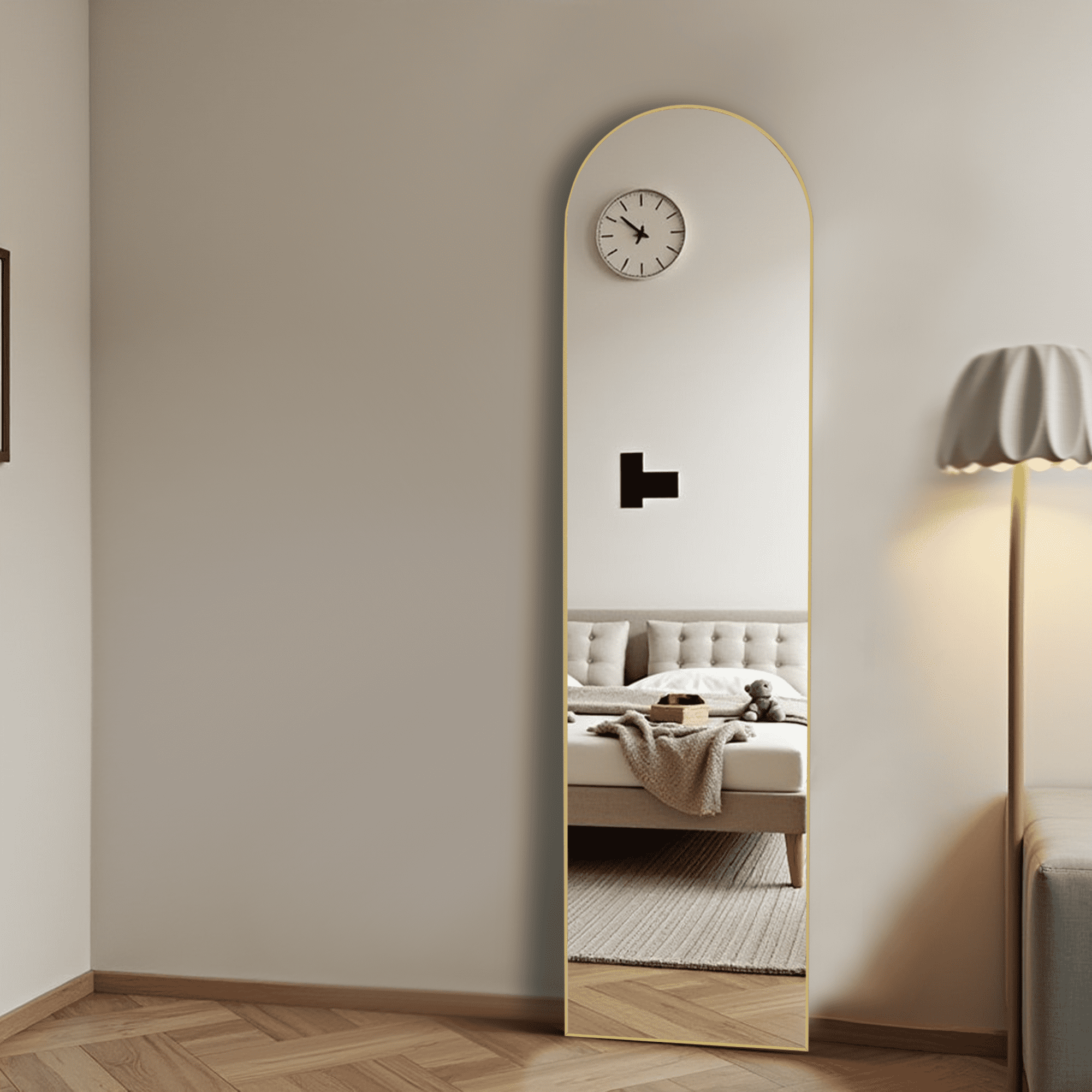 MAYEERTY Floor Standing Mirror, Wall Mirror with Stand Aluminum Alloy Thin Frame