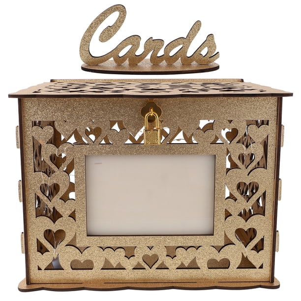 Caja de madera para tarjetas de boda, sobre, caja de dinero para recepción de bodas, caja de madera hueca