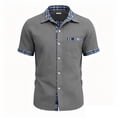 thumbnail image 2 of Cmfcve Mens Short Sleeve Button Down Shirts Casual Wrinkle Resistant Dress Shirt Plaid Collar Summer Shirts, 2 of 5