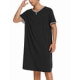 thumbnail image 3 of Ekouaer Mens Nightshirt Long Kaftan Nightgown Short Sleeve Sleepwear, 3 of 6