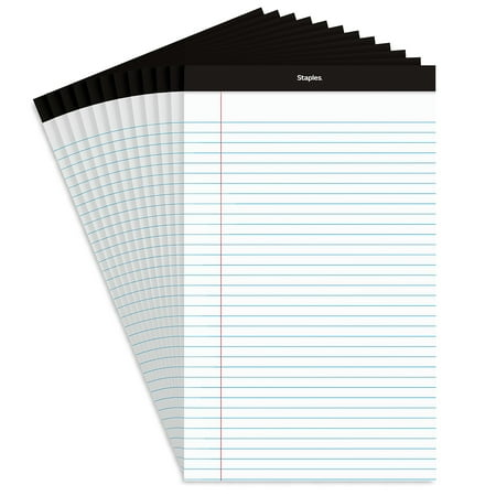 Staples Notepads 8.5" x 14" Wide White 50 Sh/Pad 12 Pads/PK (51297/26786) TR57342/26786