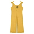 thumbnail image 4 of LIIPEE Girls Romper Children Kids Sleeveless Bow Shoulder Strap Jumpsuit Long Straight Leg Graphic Bodysuit With Pocket Comfortable Breathable Soft Cute Daily Onesie,Yellow,5-6 Years, 4 of 4