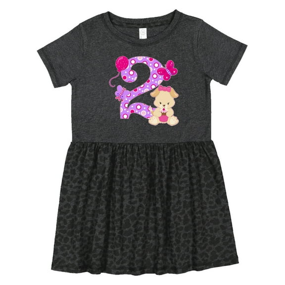 Inktastic Second Birthday with Cute Puppy and Butterflies Girls Toddler Dress