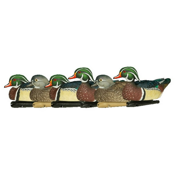 AVIAN-X Topflight Wood Ducks Durable Ultra Realistic Floating Hunting Duck Decoys, Pack of 6, AVX8083
