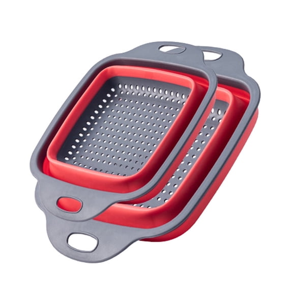 Silicone Collapsible Kitchen Strainer Colander, Set of 2