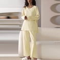 thumbnail image 2 of FAIWAD 2 Piece Pajamas Set for Women Long Sleeved Crewneck Tops and Wide Leg Pants Comfy Loungewear Home Set, 2 of 4