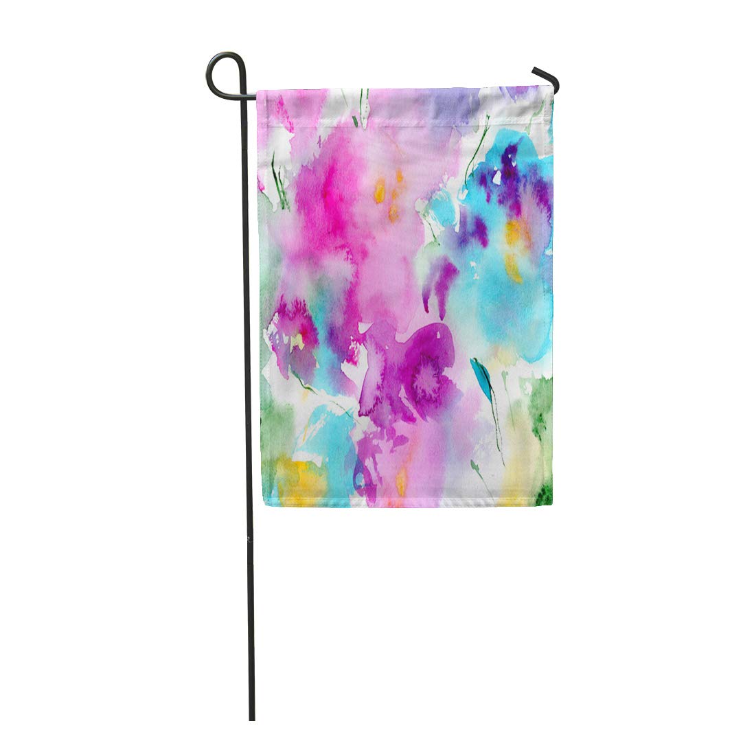 POGLIP Hand Watercolor Floral Abstraction in Pink Turquoise Blue and Green  Garden Flag Decorative Flag House Banner 12x18 inch Walmart Canada