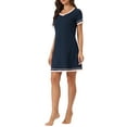 thumbnail image 4 of INSPIRE CHIC Women's Valentines Day Short Sleeve Nightshirt Contrast Color V Neck Nightgown L Navy, 4 of 6
