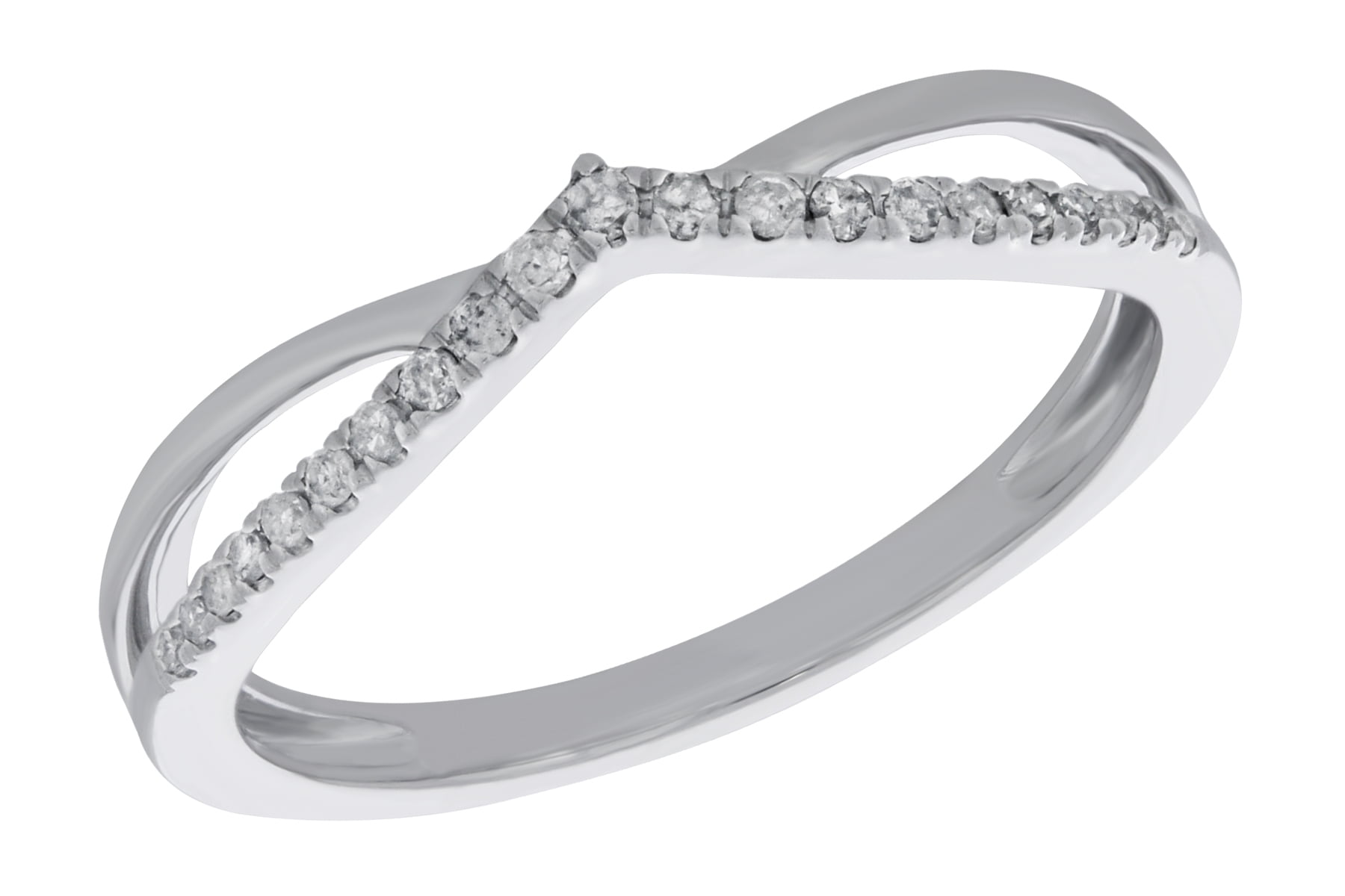 Prism Jewel 0.16Ct G-H//I1 Round Natural Diamond Designer Bypass Ring