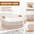 thumbnail image 2 of danpinera Cesta para mantas Cesta de almacenamiento tejida de 72 L con asa de cuero Organización de almacenamiento decorativa ecológica en el baño y la sala de estar para toallas 22 ''*17 ''*11.8 '' M, 2 of 8