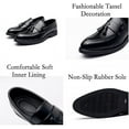 thumbnail image 4 of Men's Leather Tassels Slip-On Loafers Classic Penny Flats Smoking Loafers for Business Casual Dress Prom Party, 4 of 7