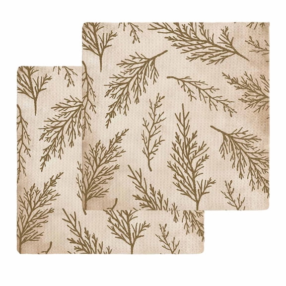 Brown Tree Branches Kitchen Dish Towels for Drying Dishes Set of 2, Vintage Nature Brown Ombre Waffle Weave Microfiber Hand Tea Bathroom Towels Quick Dry & Absorbent Towel 12x12