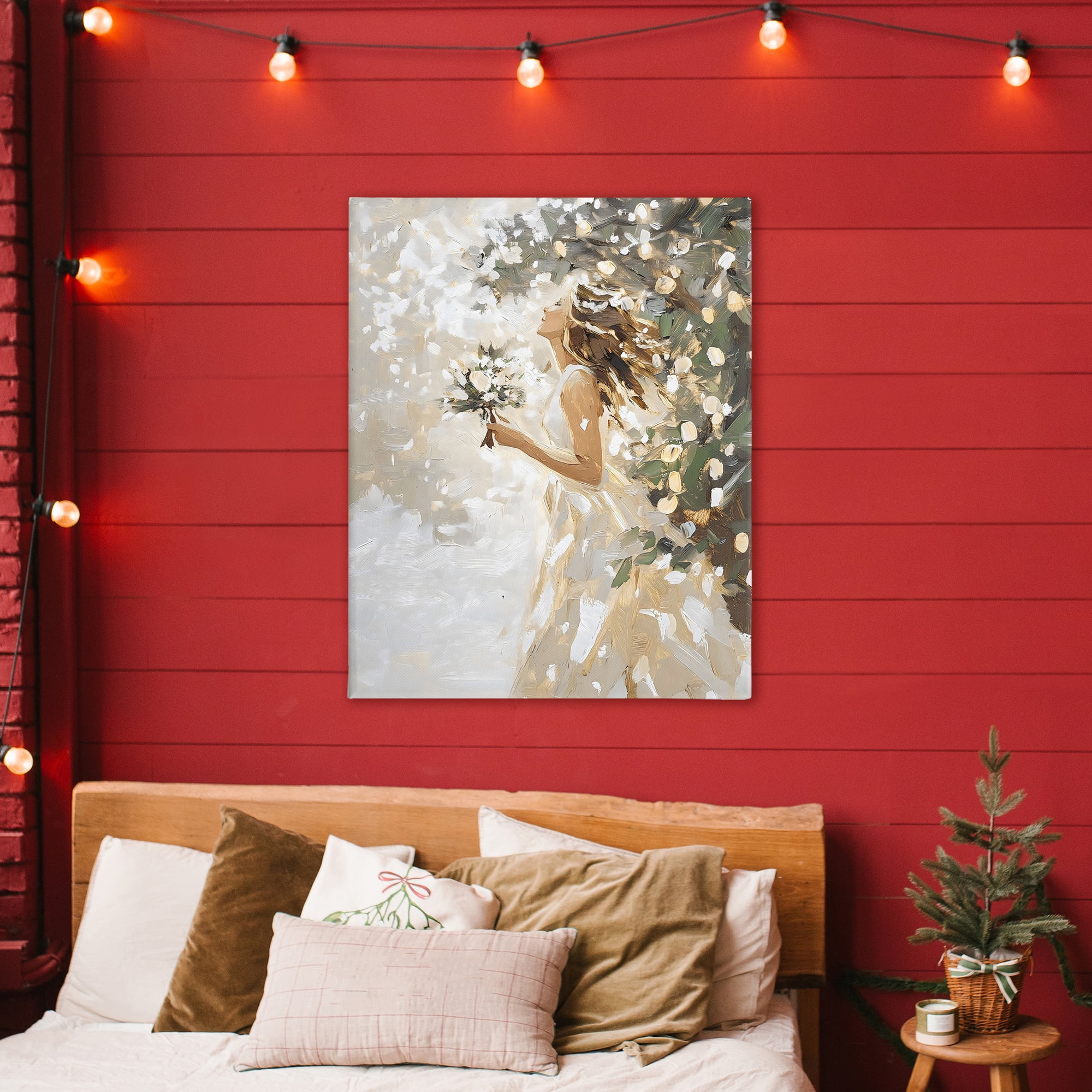 Soft White Snow Flurry Canvas Wall Art, design by LSR Design Studio