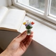 thumbnail image 4 of Miniature Glass Flower Bouquet Ornament, Handcrafted Decorative Glass Flowers in Ribbed Vase for Home Office Desk Shelf Decor, Unique Collectible Gift, 2.36 Inches Tall,B, 4 of 6