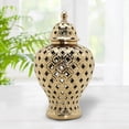 thumbnail image 4 of Modern Ceramic Ginger Jar Home Decor Storage with Decorative Bookcase Lid Temple Jar gold, 4 of 9