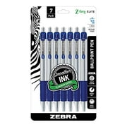 Zebra Pen Z-Grip Elite Retractable Ballpoint Pen, Metal Barrel, Medium Point, 1.0mm, Blue Ink, 7-Pack (27627)