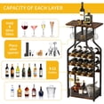 thumbnail image 3 of QinaQin Freestanding Floor Wine Rack, Multi-Functional Mini Bar Table with Storage Shelves and Glass Holder, 3 of 7