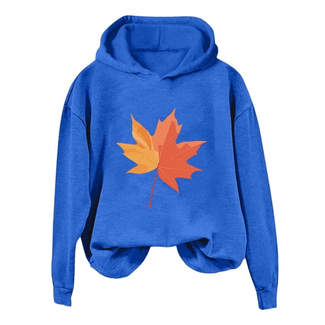 WEAIXIMIUNG Ensembles de Sweat-Shirts Raccourcis pour Femmes, Mode Hiver, Imprimé Feuille d'Érable à Capuche