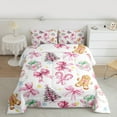 thumbnail image 3 of Homewish Cartoon Bowtie Bowknot Bedding Comforter Set,Cute Santa Claus Twin Comforter Sets,Pink White Brown Bedding Set For Girl Teens,Luxury Bedroom Decor Reversible,2pcs, 3 of 9